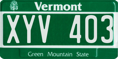 VT license plate XYV403