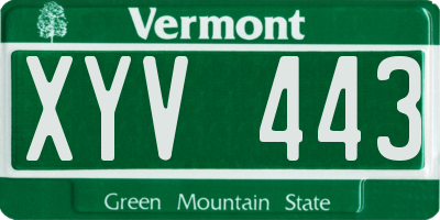 VT license plate XYV443