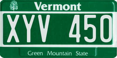 VT license plate XYV450