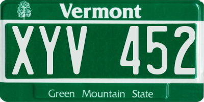 VT license plate XYV452