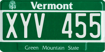 VT license plate XYV455
