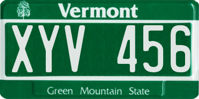 VT license plate XYV456