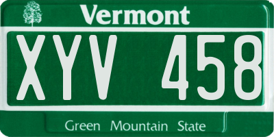 VT license plate XYV458