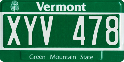 VT license plate XYV478