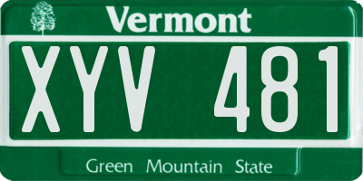 VT license plate XYV481