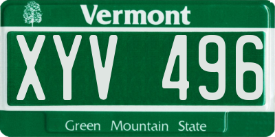 VT license plate XYV496