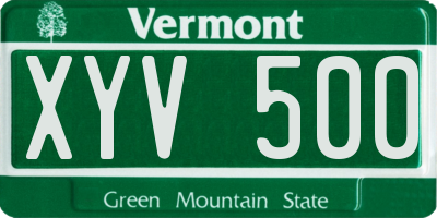 VT license plate XYV500