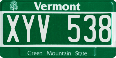 VT license plate XYV538