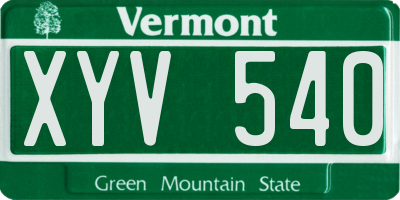 VT license plate XYV540