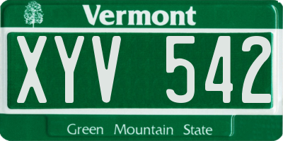 VT license plate XYV542