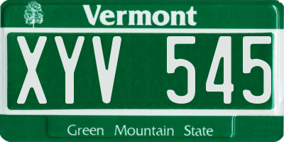 VT license plate XYV545