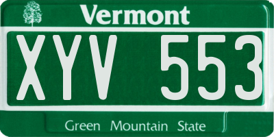 VT license plate XYV553