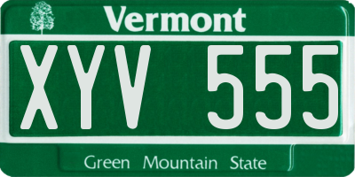 VT license plate XYV555