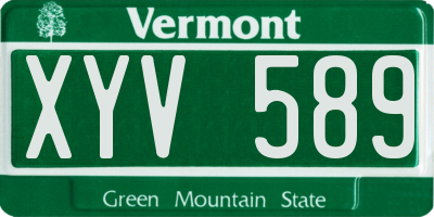 VT license plate XYV589