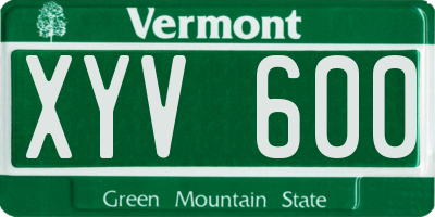 VT license plate XYV600