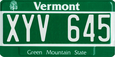 VT license plate XYV645