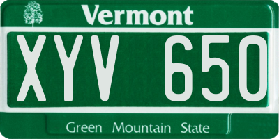 VT license plate XYV650