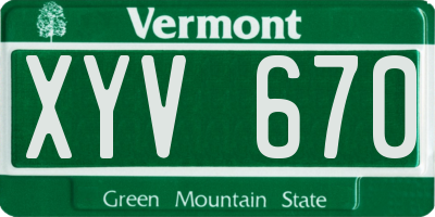 VT license plate XYV670