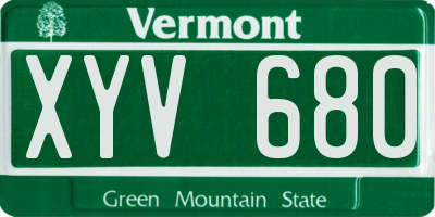 VT license plate XYV680