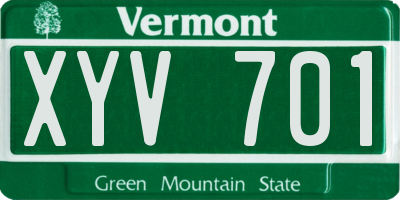 VT license plate XYV701