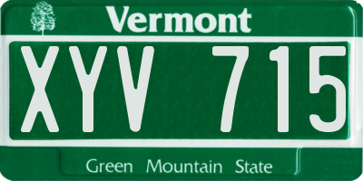 VT license plate XYV715