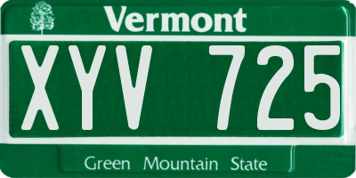 VT license plate XYV725