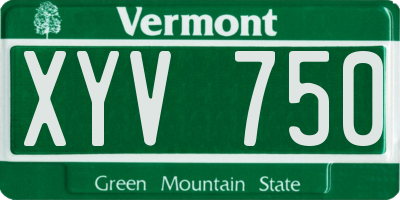 VT license plate XYV750