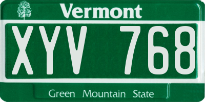 VT license plate XYV768