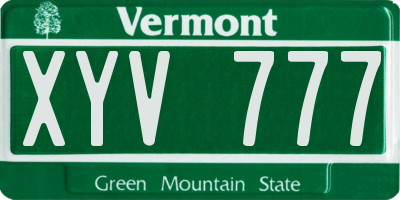 VT license plate XYV777