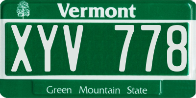 VT license plate XYV778