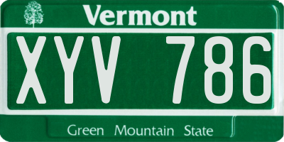 VT license plate XYV786