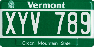 VT license plate XYV789