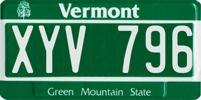 VT license plate XYV796
