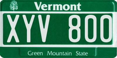 VT license plate XYV800