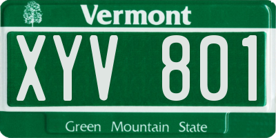 VT license plate XYV801