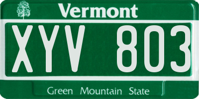 VT license plate XYV803