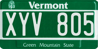 VT license plate XYV805