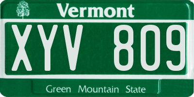 VT license plate XYV809