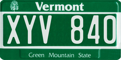 VT license plate XYV840