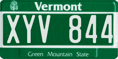 VT license plate XYV844