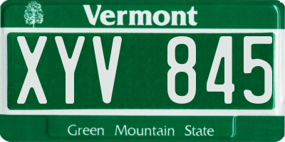 VT license plate XYV845
