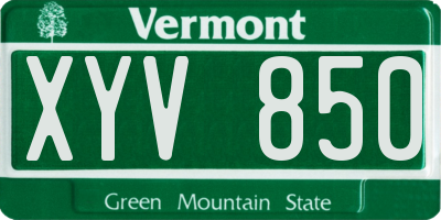VT license plate XYV850