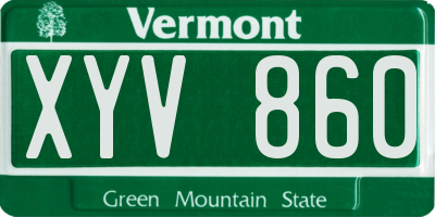 VT license plate XYV860