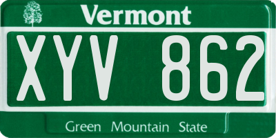 VT license plate XYV862