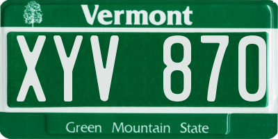 VT license plate XYV870