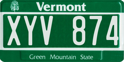 VT license plate XYV874