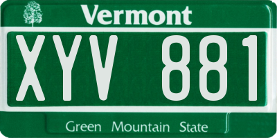 VT license plate XYV881