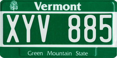 VT license plate XYV885