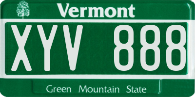 VT license plate XYV888
