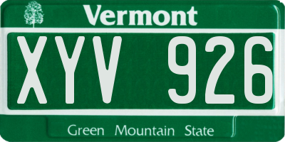 VT license plate XYV926
